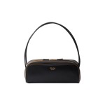 PRADA Swing Women\'s black single-shoulder bag with engraved logo and embossed pattern on the front